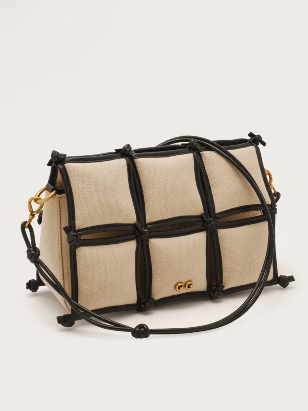 NEW Cult Gaia Puff Crossbody Bag Beach Canvas Leather